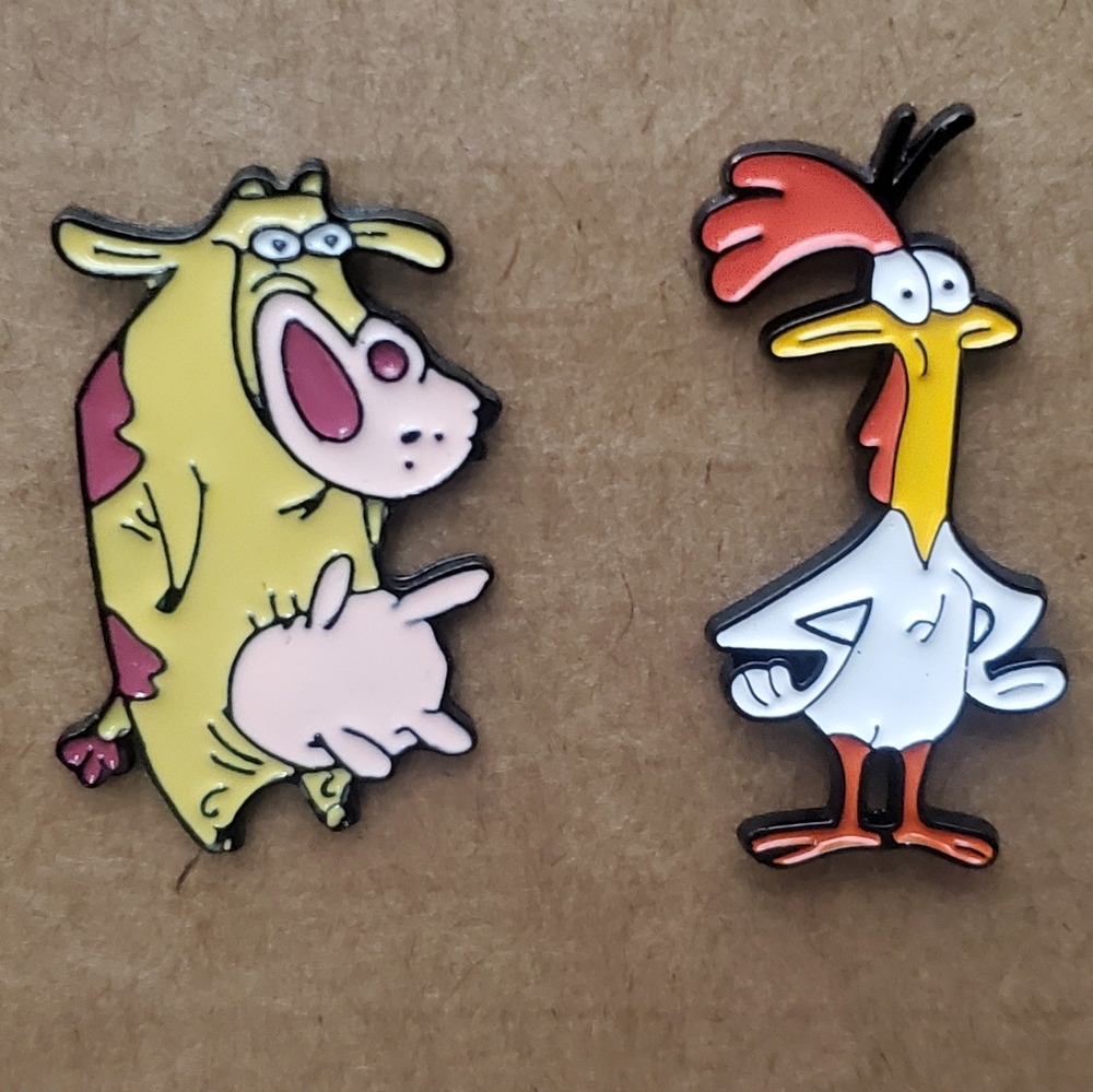 Cow And Chicken Enamel Pin Set